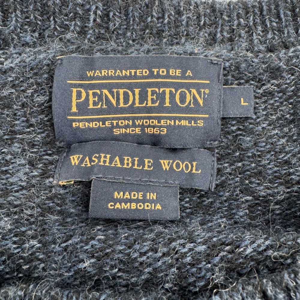 Pendleton Crewneck Sweater Mens L Blue Washable Wool RF532-63630 Long Sleeve - Picture 7 of 10